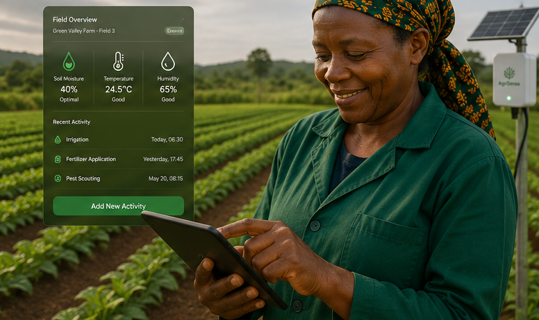 AgriSense traceability platform dashboard and certificate flow